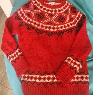 J. Jill Red and Black NORDIC Patterned Women's Sweater